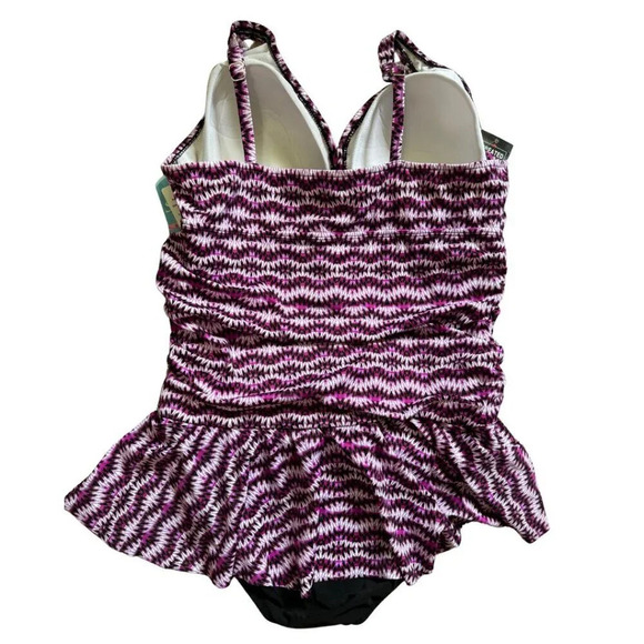 SWIM SOLUTIONS Spring Play Tummy Control Skater Swim Dress Purple 18W Plus - Picture 3 of 6